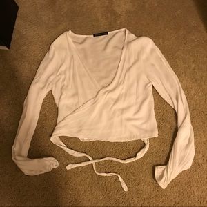 Brandy Melville White Tie Shirt